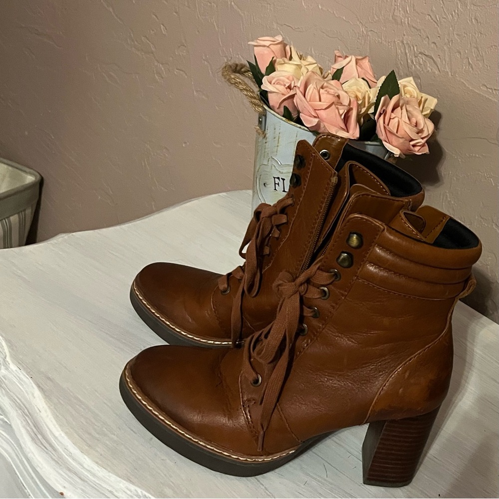 Brown heeled boots